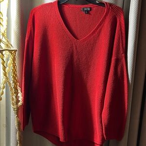 ana brand Vibrant Red V-Neck Sweater 3x